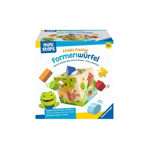 4005556045815 - Ravensburger ministeps 4581 Fridas frecher Formen-Würfel Klassisches Formensortierspiel aus Holz Baby-Spielzeug ab 1 Jahr