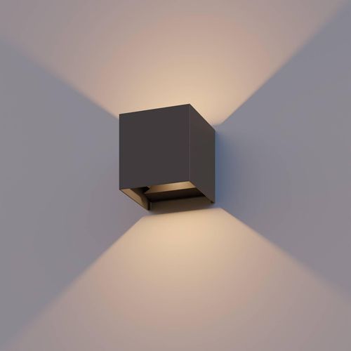 8712879161721 - LED-Außenwandlampe Cube up down Höhe 10cm anthrazit