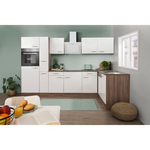4260515339842 - Küchenprogramm Eiche York Winkelküche 310 cm inkl E-Geräte & Mineralite Einbauspüle weiß 4260515339842 - Küchenprogramm Eiche York Winkelküche 310 cm inkl E-Geräte & Mineralite Einbauspüle weiß