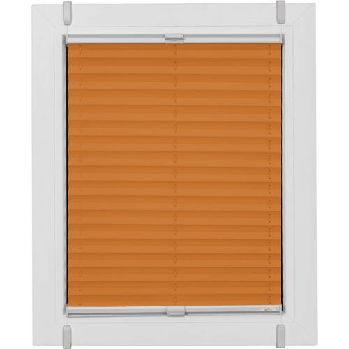 4001442869411 - Plissee One Size Style Crepe Plissees Gr 210 cm zweiseitig verschiebbar 105 cm orange (orange grau grau) Plissees ohne Bohren Zubehörfarbe zum Klemmen