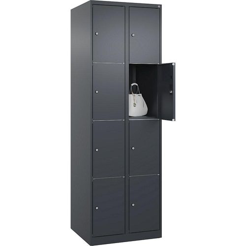 4067521350546 - 4er-Schließfachschrank Classic PLUS 2 Abteile grau B 600 mm 8 Fächer mit Bodengleitern