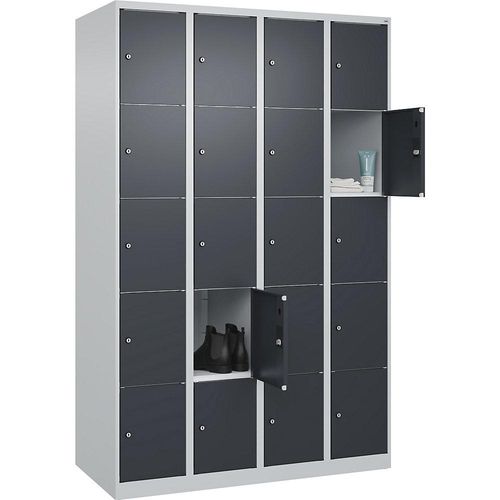 4067521353288 - 5er-Schließfachschrank Classic PLUS 4 Abteile lichtgrau grau B 1200 mm 20 Fächer mit Bodengleitern C+P 4067521353288 - 5er-Schließfachschrank Classic PLUS 4 Abteile lichtgrau grau B 1200 mm 20 Fächer mit Bodengleitern C+P
