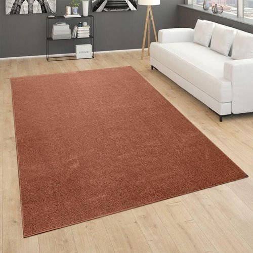 4061981177859 - Teppich Wohnzimmer Kurzflor Schlafzimmer Modernes Einfarbiges Muster Braun Rot 200 cm Quadrat - Paco Home