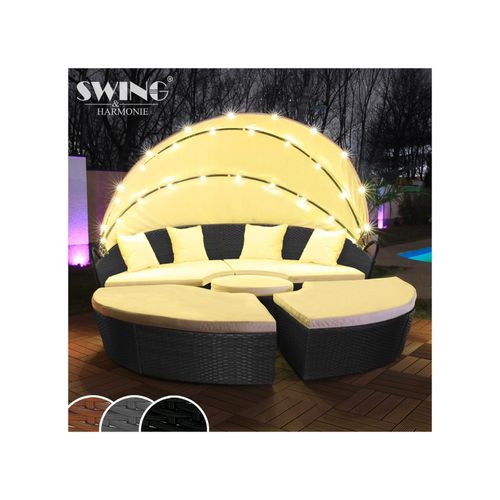 4054748008435 - Swing&Harmonie LED - Sonneninsel Rattan Lounge Polyrattan Sitzgruppe Liege Insel inkl Abdeckcover - versch Ausführungen 4054748008435 - Swing&Harmonie LED - Sonneninsel Rattan Lounge Polyrattan Sitzgruppe Liege Insel inkl Abdeckcover - versch Ausführungen