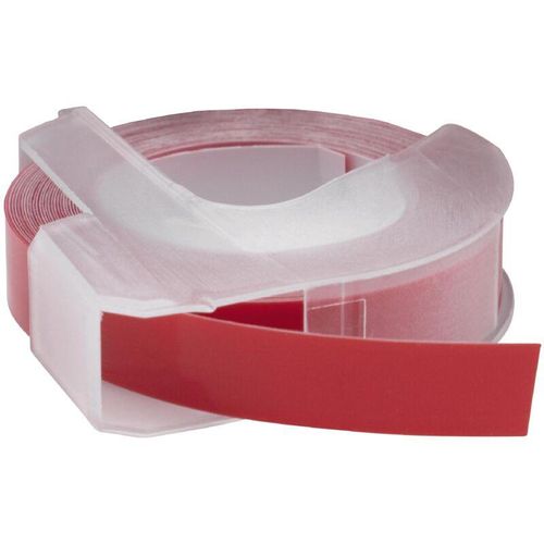 4069099513118 - Vhbw - 1x 3D Prägeband-Schriftband-Kassette kompatibel mit Typo Clic Etiketten-Drucker 3m x 9mm Weiß auf Rot