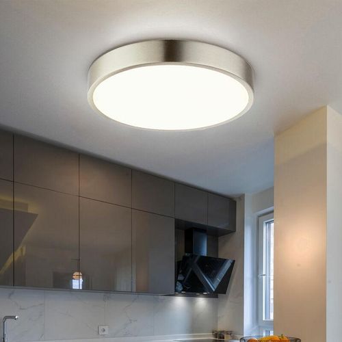 4059157234017 - Etc-shop - Deckenlampe Deckenleuchte Wohnzimmerlampe Wohnzimmerleuchte Flurlampe dimmbar nickel opal 1x led 28W 2300Lm neutralweiß DxH 22x26cm