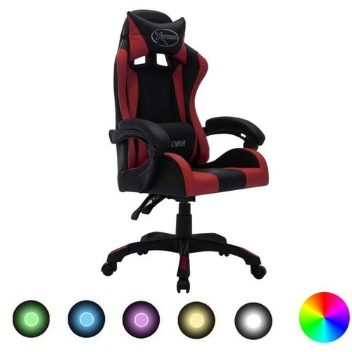 8720286224687 - Vidaxl - Gaming-Stuhl mit rgb LED-Leuchten Weinrot Schwarz Kunstleder Mehrfarbig