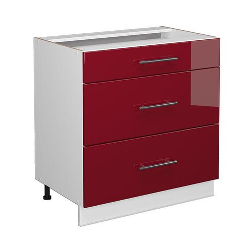 4066731395798 - Küchenunterschrank Fame-Line Bordeaux Hochglanz 80 cm mit 3 Schubladen AP Eiche Vicco 4066731395798 - Küchenunterschrank Fame-Line Bordeaux Hochglanz 80 cm mit 3 Schubladen AP Eiche Vicco