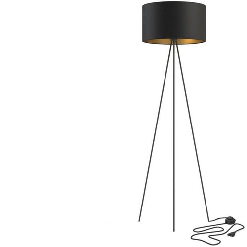 4255596661807 - Licht-erlebnisse - Stehlampe Metall E27 156 cm Dreibein in Schwarz Gold Modern Stehleuchte - Schwarz Gold