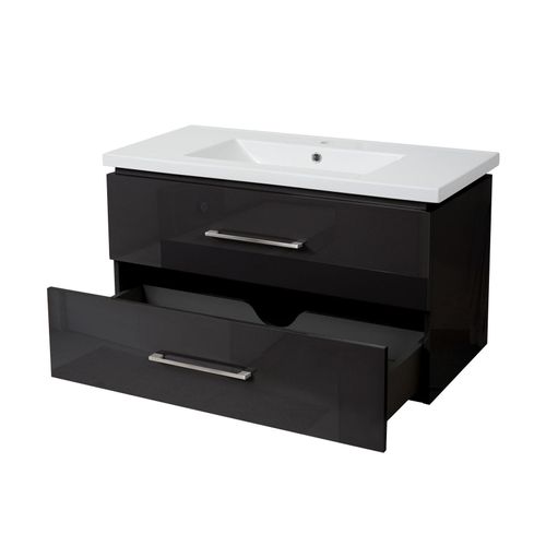 4057651265971 - Premium Waschbecken + Unterschrank MCW-D16 Waschbecken Waschtisch hochglanz 90cm ~ schwarz 4057651265971 - Premium Waschbecken + Unterschrank MCW-D16 Waschbecken Waschtisch hochglanz 90cm ~ schwarz