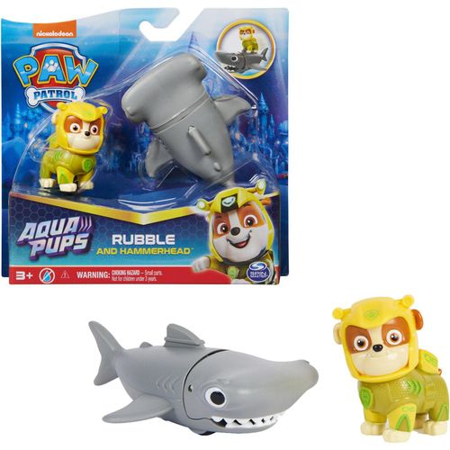 0778988446799 - Paw Patrol Aqua Pups - Hero Pups-Set mit Rubble-Welpenfigur und Hammerhai-Figur Spielfigur