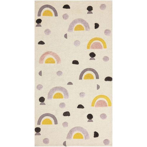 4255664827685 - Beliani - Flächenteppich mehrfarbig Baumwolle Polyester 80 x 150 cm Regenbogenmotiv Niedrigflor Läufer für Kinderzimmer