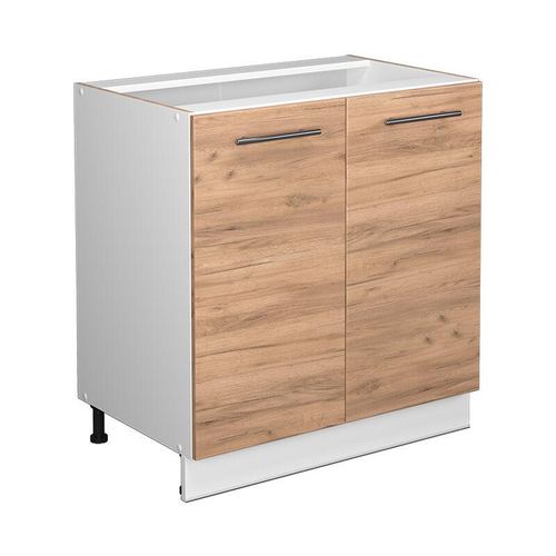 4066731145836 - Unterschrank Küchenschrank Küchenmöbel Fame-Line Weiß Eiche modern 80 cm Küche Einbauküche Drehtür Einlegeboden Blende Küchenzeile