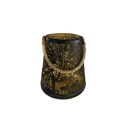 7640131150774 - Kerzenlaterne »Dameco Forest 31 cm Goldfarben Schwarz«
