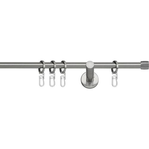 4042627326664 - Gardinenstange INDEKO Linz Gardinenstangen Gr L 390 cm 1 St 1 läufig silberfarben (edelstahlfarben) Gardinenstangen nach Maß Komplett-Set inkl Ringen und Montagematerial