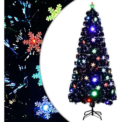 8720286361955 - Vidaxl - Weihnachtsbaum mit LED-Schneeflocken Schwarz 180 cm Fiberoptik Schwarz