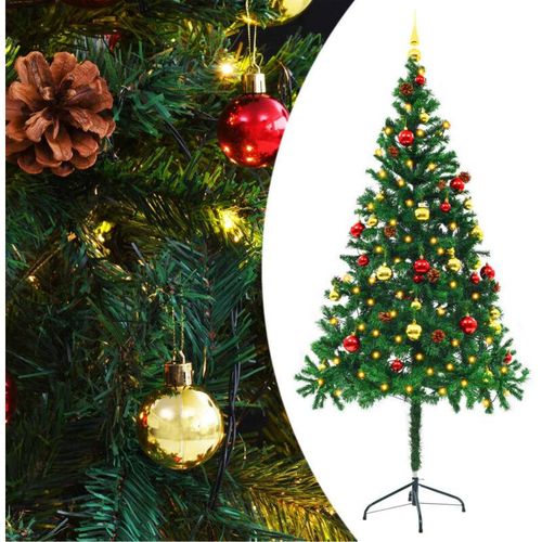 8720286017708 - Vidaxl - Künstlicher Weihnachtsbaum mit Beleuchtung & Kugeln Grün 180 cm Grün