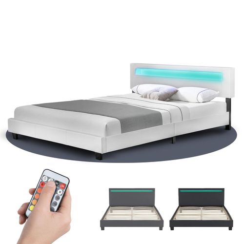 4260304762936 - Polsterbett Paris – modernes Bettgestell mit LED Beleuchtung Lattenrost & Kopfteil – Kunstleder & Holz – Bett Doppelbett – 160×200 cm weiß 4260304762936 - Polsterbett Paris – modernes Bettgestell mit LED Beleuchtung Lattenrost & Kopfteil – Kunstleder & Holz – Bett Doppelbett – 160×200 cm weiß
