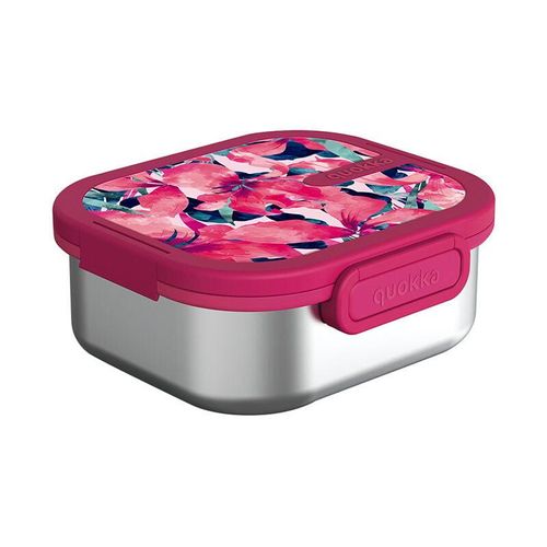 8412497402427 - Quokka Kai - Lebensmittelbehälter   Lunchbox aus Edelstahl (Pink Bloom)