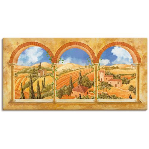 4055327285025 - Wandbild ARTLAND Drei Torbögen mit Blick in die Toskana Bilder Gr B H 150 cm x 75 cm Leinwandbild Fensterblick 1 St beige (naturfarben) Bild Poster Bilder als Alubild Leinwandbild Wandaufkleber oder in versch Größen