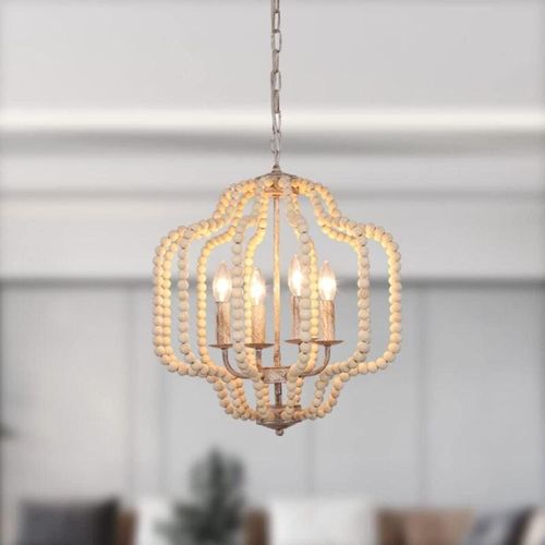 0717664429947 - Vintage Pendelleuchte Holzperlen Kronleuchter 4 Licht Retro Hängelampe Bauernhaus Kronleuchter Weiß Kronleuchter für Esszimmer Küche Schlafzimmer 0717664429947 - Vintage Pendelleuchte Holzperlen Kronleuchter 4 Licht Retro Hängelampe Bauernhaus Kronleuchter Weiß Kronleuchter für Esszimmer Küche Schlafzimmer