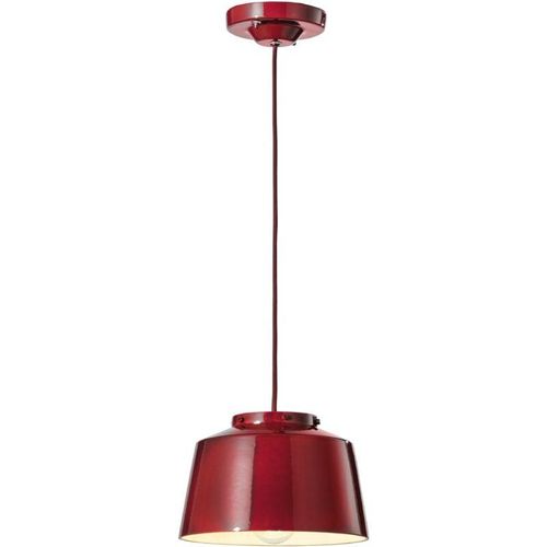 4255596705228 - Licht-erlebnisse - Hängeleuchte Metall Keramik rund d 23 cm h max 137 cm Bordeaux E27 Retro Design Keramikleuchte - Bordeaux