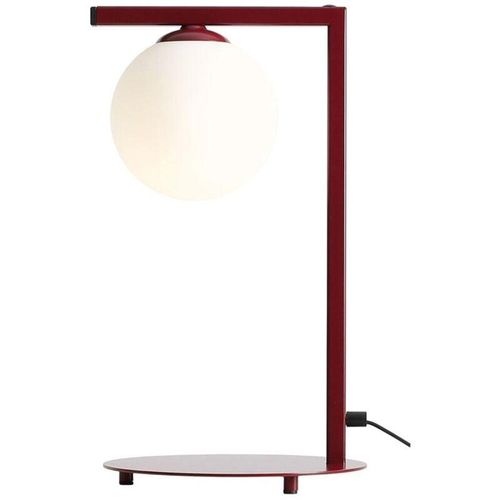 4255596684585 - Licht-erlebnisse - Tischleuchte Metall Glas 49 cm hoch Rot Weiß E14 Kugelschirm Modern - Rot Weiß