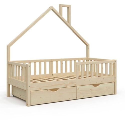 4251421953154 - Vitalispa - Kinderbett Noemi 160x80cm Natur mit Schubladen und Rausfallschutz