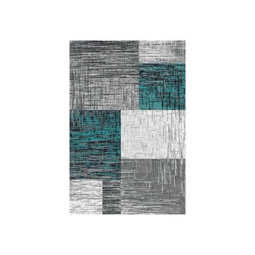 4053658999055 - Teppich Designer Modern Wohnzimmer Kariert Design Meliert Türkis Schwarz 4053658999055 - Teppich Designer Modern Wohnzimmer Kariert Design Meliert Türkis Schwarz
