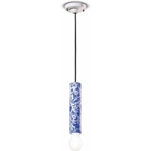 4255596709356 - Licht-erlebnisse - Hängeleuchte Keramik ø 55 cm rund Blau Muster E27 Retro Design Keramiklampe - Blau Muster 4255596709356 - Licht-erlebnisse - Hängeleuchte Keramik ø 55 cm rund Blau Muster E27 Retro Design Keramiklampe - Blau Muster