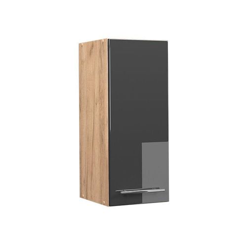 4066731146673 - Hängeschrank Küchenschrank Küchenmöbel Fame-Line Eiche Anthrazit modern 30 cm Küche Einbauküche Hängeschrank Drehtür Einlegeboden Küchenzeile Hochglanz