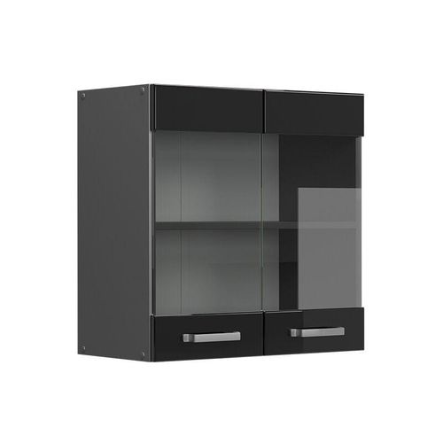 4066731343997 - Glashängeschrank Küchenschrank R-Line Solid Anthrazit Schwarz 60 cm modern