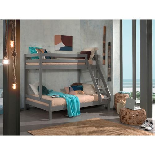 5420070235815 - VIPACK - Familienbett Martin 90 x 200 und 140 x 200 cm mit Leiter in Kiefer massiv grau 5420070235815 - VIPACK - Familienbett Martin 90 x 200 und 140 x 200 cm mit Leiter in Kiefer massiv grau