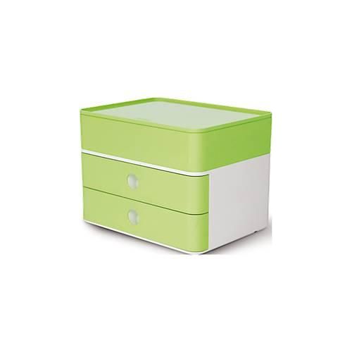 4012473110052 - - Schubladenbox allison smart-box plus 2 Schubladen din A5 abs Kunststoff Gehäusefarbe snow white Farbe der Schublade lime green