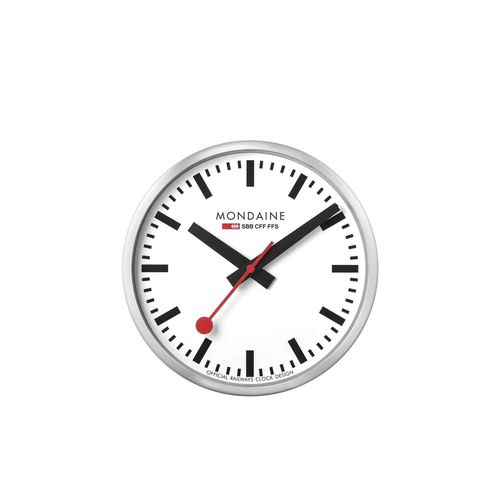 7611382631398 - MONDAINE Wanduhr »WIFI stop2go Ø 25 cm Silberfarben Weiss«