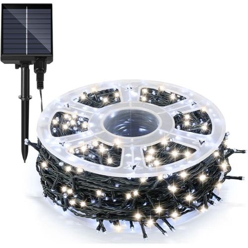 9311835563969 - 100M 100 led Solar Lichterkette IP44 8 Modi Innen Außen WeihnachtenParty Garten Hochzeit Wasserdicht Beleuchtung Deko Kaltweiß - Swanew