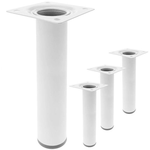 8434852086370 - Runde Tischbeine für Schreibtische Schränke Möbel aus weiss Stahl 25cm 4-Pack - Primematik