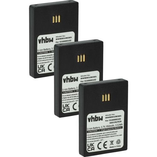 4069099544112 - 3x Akku Ersatz für Ascom RB-D62-L 9D62 660190 R2B für schnurlos Festnetz Telefon (950 mAh 37 v Li-Ion) - Vhbw