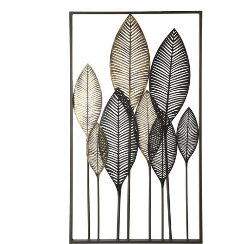 4001250747031 - Wanddekoobjekt GILDE Wandrelief Palmblätter Wanddekoobjekte Gr B H T 53 cm x 95 cm x 3 cm braun (braun champagnerfarben goldfarben) Wanddekoration