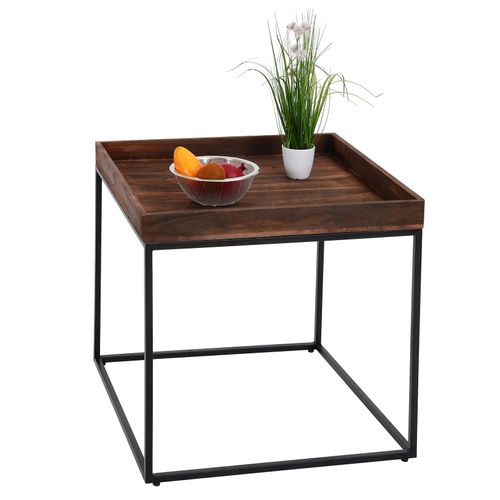 4057651921662 - Beistelltisch MCW-K71 Kaffeetisch Couchtisch Tisch FSC-zertifiziert Paulownia-Holz Metall 60x60x60cm ~ dunkelbraun