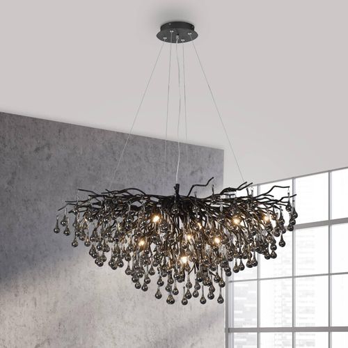 4012248377567 - Kronleuchter Icicle schwarz Glasbehang Länge 100 cm