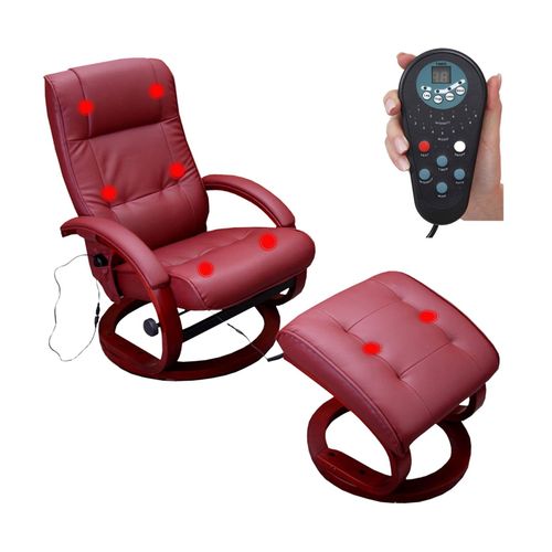 4057651067018 - Relaxsessel mit Hocker und Massagefunktion Kunstleder bordeaux