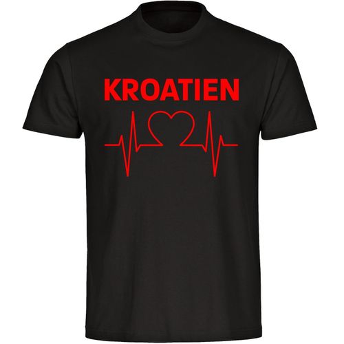 4068859473778 - multifanshop Kinder T-Shirt - Kroatien - Herzschlag - Druck rot - Kind