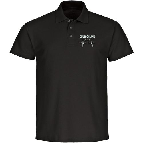 4068859261603 - multifanshop Poloshirt - Deutschland - Herzschlag - Druck weiß - Polo 4068859261603 - multifanshop Poloshirt - Deutschland - Herzschlag - Druck weiß - Polo