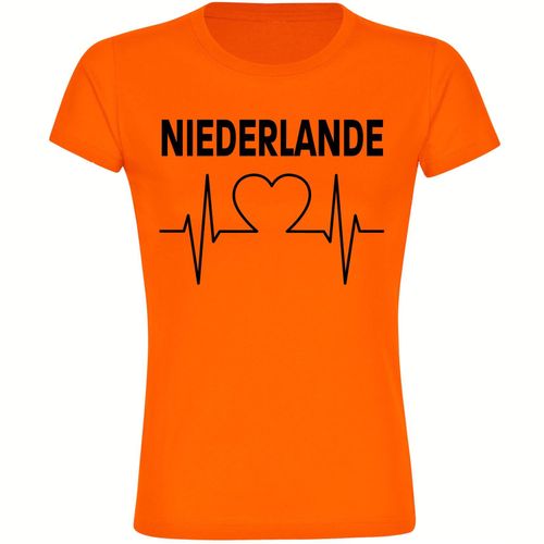 4068859459178 - multifanshop Damen T-Shirt - Niederlande - Herzschlag - Druck schwarz - Frauen