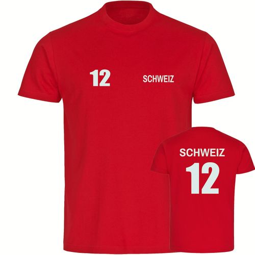 4068859221911 - multifanshop Kinder T-Shirt - Schweiz - Trikot Nummer 12 - Druck weiß - Kind