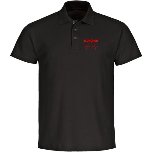 4068859115524 - multifanshop Poloshirt - München rot - Herzschlag - Druck rot - Polo