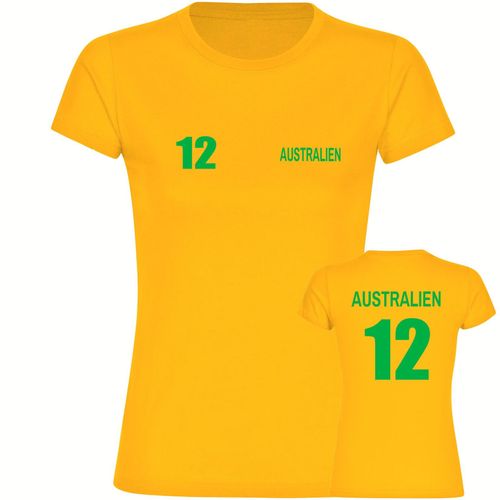 4068859277413 - multifanshop Damen T-Shirt - Australien - Trikot Nummer 12 - Druck grün - Frauen