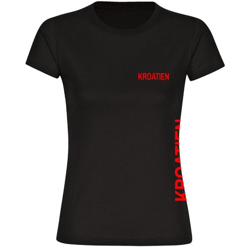 4068859470050 - multifanshop Damen T-Shirt - Kroatien - Brust & Seite - Druck rot - Frauen