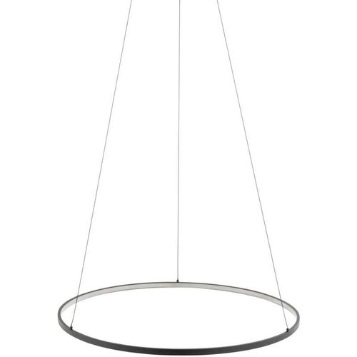 4255596662187 - Licht-erlebnisse - led Pendelleuchte Aluminium Metall ø 60 cm h max 140 cm Schwarz rund warmweiß 3000 k 660 lm